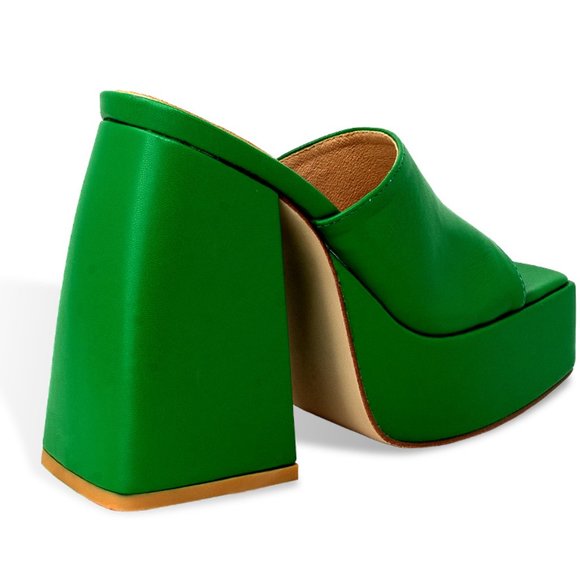 Chunky Platform Sandals for Women Slip On Square Toe Platform Mules - Picture 3 of 5